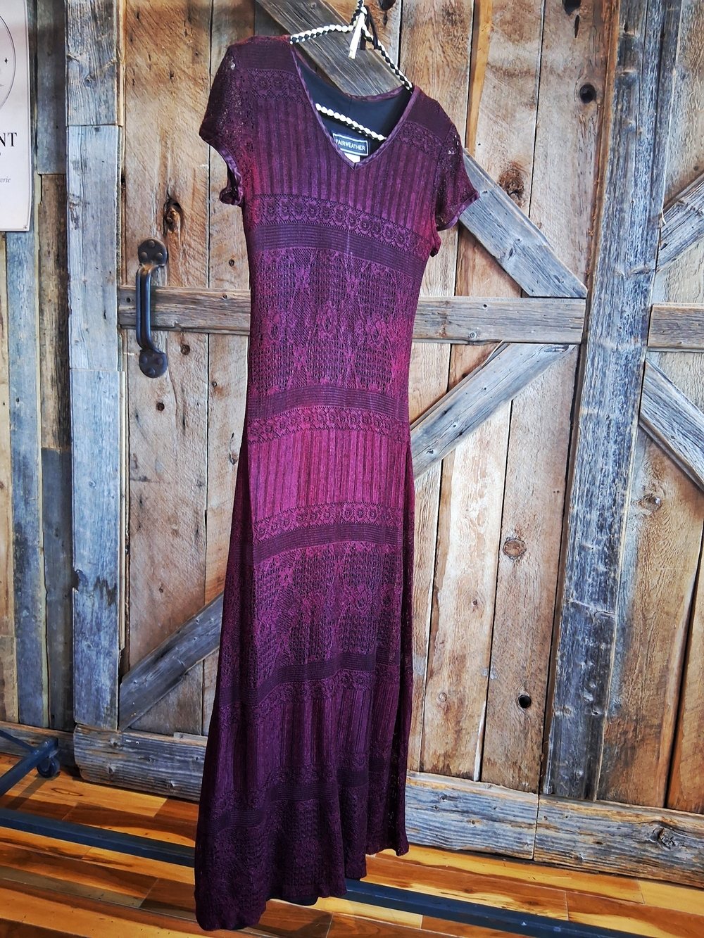 Vintage 90s Fairweather Burgundy Knit Maxi Dress – Made in Canada 🇨🇦